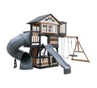 Backyard Discovery Magnolia Falls Cedar Climbing Frame | 2 Slides & Swings