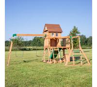 Backyard Discovery Montpelier Cedar Wooden Climbing Frame With 2 X Swings, Trapeze, Monkey Bars And Slide