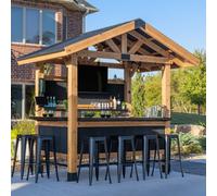 Backyard Discovery Palisade Wooden Outdoor Garden Bar With Powerport 2.7M X 1.8M (10Ft X 6Ft)