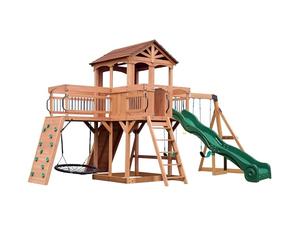 Backyard Discovery Sterling Point Cedar Climbing Frame | 3m Wave Slide
