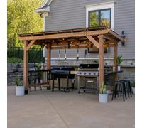Backyard Discovery Xl Saxony Cedar Wood Outdoor Bbq/grill Gazebo 3.7M X 1.9M (12Ft X 6Ft)