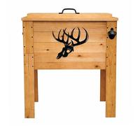 Backyard Expressions Rustic Wooden Patio Cooler with Bottle Opener & Drain Plug - Outdoor Beverage Cooler for Deck, Porch, Patio & Backyard Entertaining