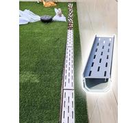 Backyard French Drain Pipe Kit 24/39" - Resin Drainage Channel with Stainless Steel Grate Concrete Diverter Trench Drains (20x30x100cm) for Efficient Water Management