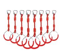Backyard Ninja Ring Hang Gymnastic Fist Swing Monkey Bar Playground Equipment Climbing Attachment Playground Play Set, 8 Red Obstacle Course Fit Rings Jungle Gym Slackline Warrior Training Equipment