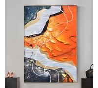 BACKYMRJCART Abstract Orange Canvas Wall Art for Living Room Bedroom Office Home Decor Orange and Black Abstract Pictures Wall Decor 16x24in No Frame