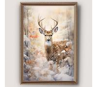 BACKYMRJCART Snowman Christmas Canvas Wall Art For Living Room Bedroom Winter Landscape Prints Winter Deer Snowman Wall Art Print Winter Scene Painting 16x24in No Frame