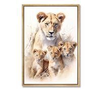 Watercolor Animal Lion Lioness and Cub Wall Art Lion Watercolor Painting Nursery Lion Canvas Abstract Lion Picture Lion Family Canvas Wall Art African Lion Artwork for Walls 16x24in No Frame