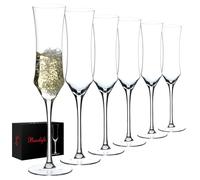 BACLIFE Champagne Flutes Set of 6 - Hand Blown Crystal Champagne Glasses With Long Stem - 7 oz Elegant Sparkling Wine Stemware - Unique Gift for Birthday,Wedding,Mother's Day,Housewarming