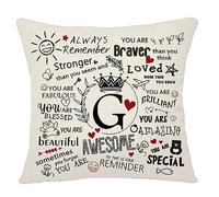 Bacmaxom Inspirational Quote Always Remember Cushion Cover with A-Z Initial Letters Inspirational Gift for Women Men Girls Boys Family Friends Colleagues Cheer Up Positive Graduation Birthday (G)