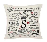 Bacmaxom Inspirational Quote Always Remember Cushion Cover with A-Z Initial Letters Inspirational Gift for Women Men Girls Boys Family Friends Colleagues Cheer Up Positive Graduation Birthday (S)
