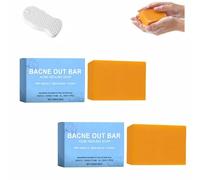 Bacne Out Bar Soap with Turmeric, Vitamin C & AlphaArbutin, Natural Body Acne Treatment for Back, Chest & Shoulders, Dark Spot Remover & Brightening Cleanser, Acne Healing Bar (2)