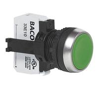 BACO BAL21AA82B L21AA82B Push Button Front Ring Plastic Chrome-Plated Green Pack of 1