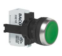 BACO L21AA06A Blue Flat Push Button 600V 10A Switch with Chrome-plated Ring