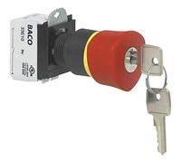 BACO L22GR01B Emergency Stop Switch Front Ring Plastic Black with Status Indicator 600V 10A IP69K 1 Piece