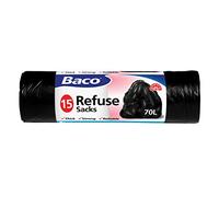 Baco Refuse Sacks Reliable Bin Liners 70L, 80cm x 130cm