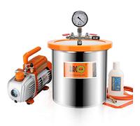 BACOENG 12 Liters Vacuum Chamber Kit with 3 CFM Single Stage Vacuum Pump, 3 Pin UK Plug
