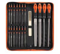 BACOENG 19Pcs in One Metal File Set - Includes 4 Pcs Large File, 14 Pcs Needle File & 1 Pcs Copper Wire Brush for Woodwork, Metal, Model & Hobby Applications