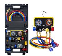 BACOENG AC R1234YF Gauge Set, Automotive 4 Way R1234yf Refrigerant Recharge Kit, R134A AC Manifold Gauge Set with 5FT Hoses for Car Charging and Evacuation