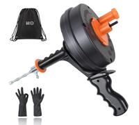 BACOENG Drain Snake, 7.5M Plumbers Snake Unblocker, Heavy Duty Unblocker Drain Auger with Drill Adapter - Ideal for Bathroom Shower Pipe Cleaning, Orange