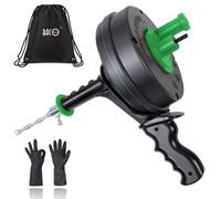 BACOENG Drain Snake, 7.5M Plumbers Snake Unblocker, Heavy Duty Unblocker Drain Auger with Drill Adapter - Ideal for Bathroom Shower Pipe Cleaning, Green