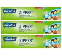 Bacofoil 3 x Zipper Medium All Purpose Bags Food Freezing Storage Bags (total 36 bags)
