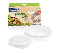 Bacofoil Reusable Silicone Lids for Bowls, Jars, Containers - 2 Pack - Silicone Covers for Food - Leakproof, Airtight Stretch Lids - Microwave, Freezer, Dishwasher-Safe - Kitchen Storage Essentials