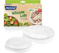 Bacofoil Reusable Silicone Lids for Bowls Jars Containers - Kitchen Storage Pack of 8 Silicone Covers in 2 Sizes for Food - Leakproof, Airtight Stretch Lids - Microwave, Freezer, Dishwasher-Safe