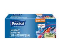 Bacofoil Safeloc Double Seal Small Food Freezer 108 Bags Pack of 1 Resealable Washable Size 17x17cm Leftover Kitchen Waste Storage with Welari Thank You Card | (1pack) (108bags)