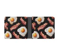 Bacon and Eggs Classic Bifold Wallet for Men PortableID Window Large Capacity Slim Leather Wallets