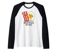 Bacon and Eggs On Toes Funny Food Pun Raglan Baseball Tee