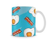 Bacon and Eggs Pattern Birthday Present Coffee Tea Cocoa Soup Daily Use Mug Unique Ceramic Cup Mug. (11 OZ White Ceramic Mug)