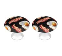 Bacon and Eggs Round Cabinet Knobs for Kitchen 2 Pack