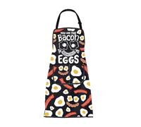 Bacon Apron Funny Egg Gifts for Bacon Lovers Breakfast Food Gifts Cooking Kitchen Chef Grill BBQ Apron with Pocket (25610 Bacon Egg A)