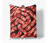 Bacon Blanket Funny Food Fleece Throw Blanket Super Soft Warm Cozy Fuzzy Plush Bacon Blanket Gifts for Men Women Girls Boys Kids Teens Room Decor 40"X50"