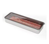 Bacon Container for Refrigerator, 1 Pack 304 Stainless Steel Container | Keep Fresh Longer | Airtight | Deli Meat Storage | Dishwasher Safe | Kitchen Food Storage Containers | Elevated Base