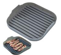 Bacon Cooker For Microwave Oven Food-Grade Silicone Microwave Bacon Tray Non Stick Bacon Tray with Grooves Dishwasher Safe Easy Bacon Maker 9.8x9.8x2 Inch Black, Bacon Tray For Microwave Cooking