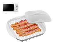 Bacon Cooker | with Splash Guard and Food Lid - for Cooking Bacon in the Microwave | for Pizza, Sausages, Hot Dogs, Meats, Meal Prep, Dinner, Breakfast and