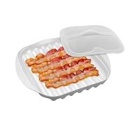 Bacon Cooker | with Splatter Lid Kitchen Gadgets | Microwave Bacon Cooker Tray Plate - for Pizza Sausage Hot Dog Meat Meal Prep Dinner Breakfast Grill
