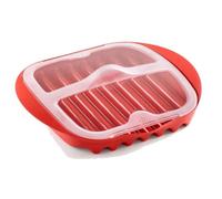 Bacon Cooker with Splatter Lid,Microwavable Bacons Grill Rack Make Crispy Bacons in Minutes Bacons Cooker Maker for Cooking Kitchen Gadget(Red)