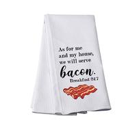 Bacon Cooking Kitchen Towel As For Me And My House We Will Serve Bacon Breakfast 24:7 Kitchen Towel Chef Gift (bacon. Breakfast-t)