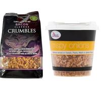Bacon Crumbles Bits & Crispy Onions Bundle Great For Toppings, Salads, Pasta Dishes and Jacket Potatoes