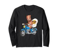 Bacon Egg Motorcycle Ride Funny Breakfast Lover Food Pun Long Sleeve T-Shirt