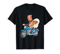 Bacon Egg Motorcycle Ride Funny Breakfast Lover Food Pun T-Shirt