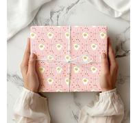 Bacon & Egg Wrapping Paper Sheet, Cute Kawaii Breakfast Pattern, Perfect for Birthday Parties, Kids Gifts & Foodies - W121 (Medium Sheet - 42 x 58cm / 15.7" x 22.8" inches)