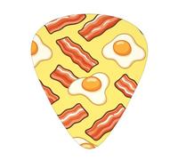 Bacon Eggs Pattern 12 Pack Guitar Picks With 3 Thicknesses And Storage Box, Abs Plectrums For Electric Bass Guitar Players
