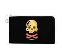 Bacon & Eggs Skull & Crossbones Coin Purse Cute Change Pouch Wallet Clutch Bag with Zip