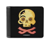Bacon & Eggs Skull & Crossbones Men's Bifold Wallet Slim Cash Card Holder Leather Purse