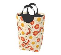 Bacon, Fried Egg and Tomato Slice Dirty Clothes Pack Waterproof Foldable Oxford Cloth Laundry Hamper