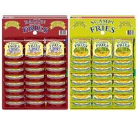 Bacon Fries 24 x 27g and Scampi Fries 24 x 27g Pub Card Bundle - British Snack Savory Snacks Party Snacks Lemon Flavour Crisps Veggie Friendly Selection