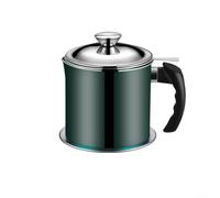 Bacon Grease Container, Pot Fat Storage with Lid, Bacon Grease Strainer Container, -1.3L Stainless Steel Oil Pot With Lid And Filter (green)